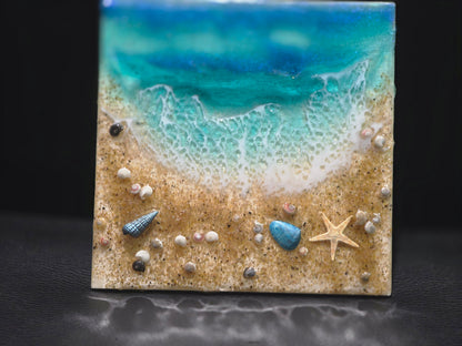 Mini Resin Beach Scene – 3x3 Handmade Coastal Art