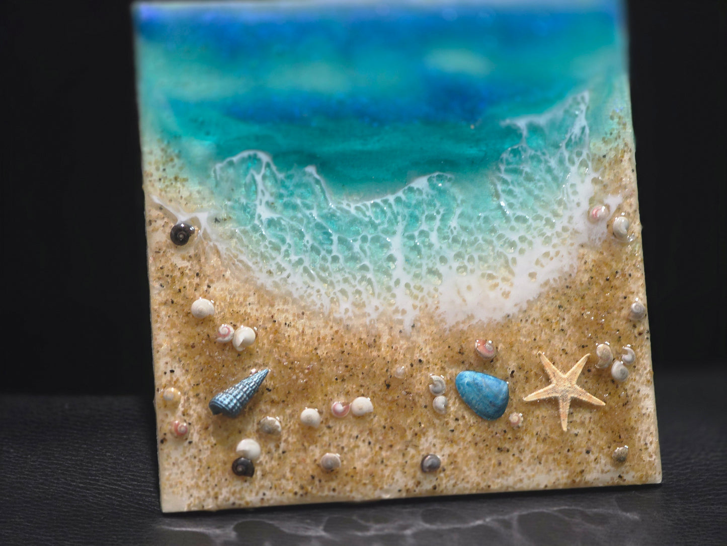 Mini Resin Beach Scene – 3x3 Handmade Coastal Art